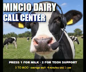 Mincio Dairy Call Center: press 1 for milk, 2 for tech support, 3 to moo (does not exist)