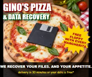 Gino’s Pizza & Data Recovery: free floppy with every margherita (does not exist)