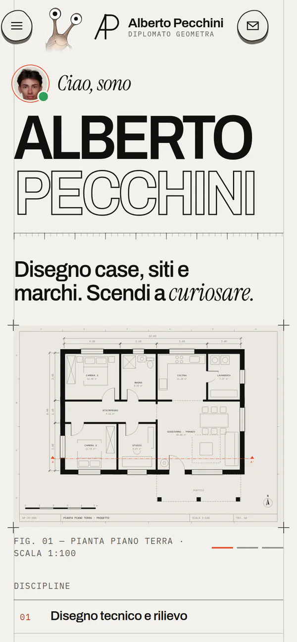 Home page di Alberto Pecchini su smartphone