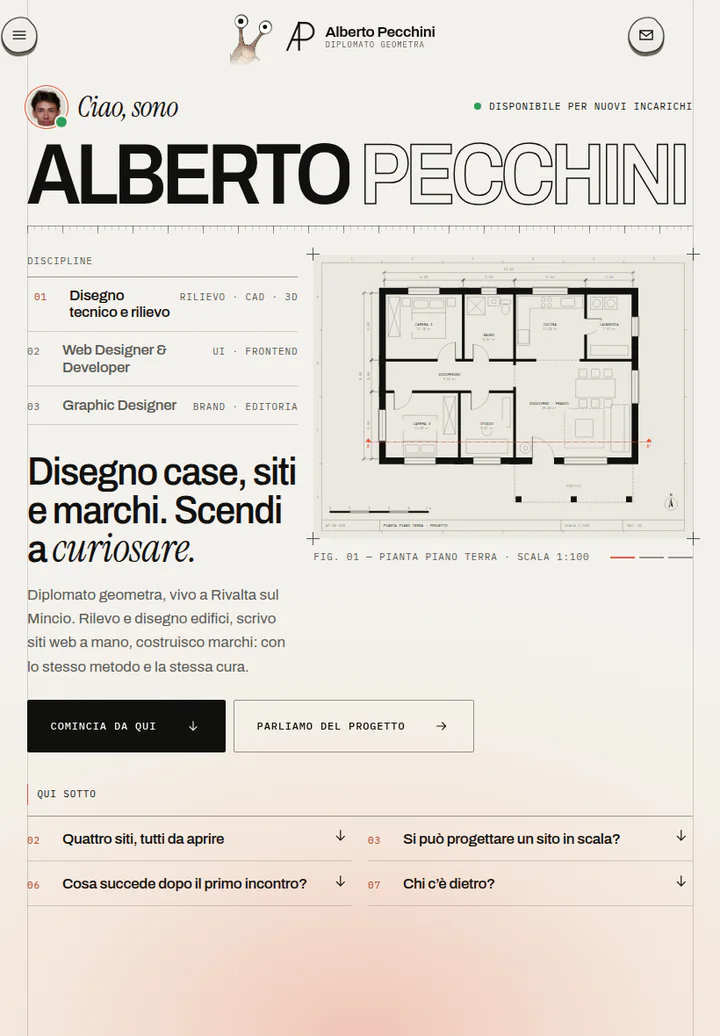 Home page di Alberto Pecchini su tablet