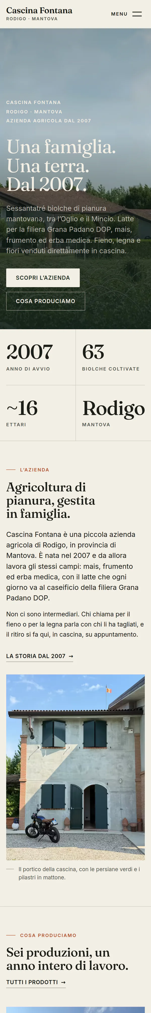 Home page di cascinafontana.xyz su smartphone, pagina intera