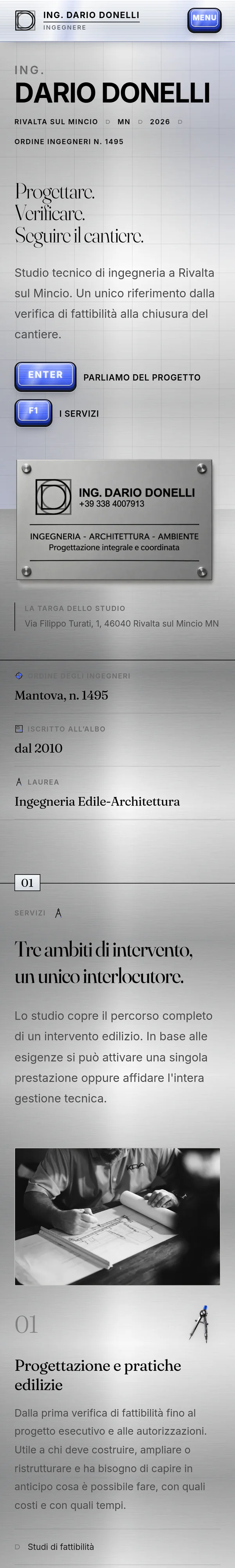 Home page di dariodonelli.vercel.app su smartphone, pagina intera