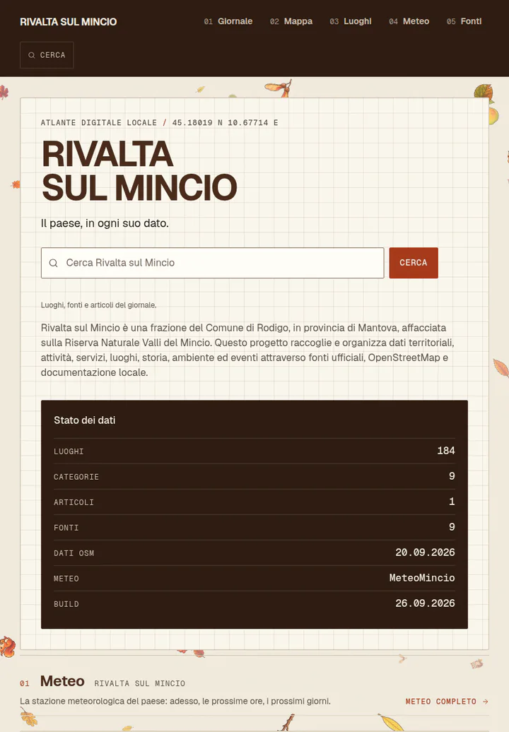 Home page di rivaltasulmincio.it su tablet